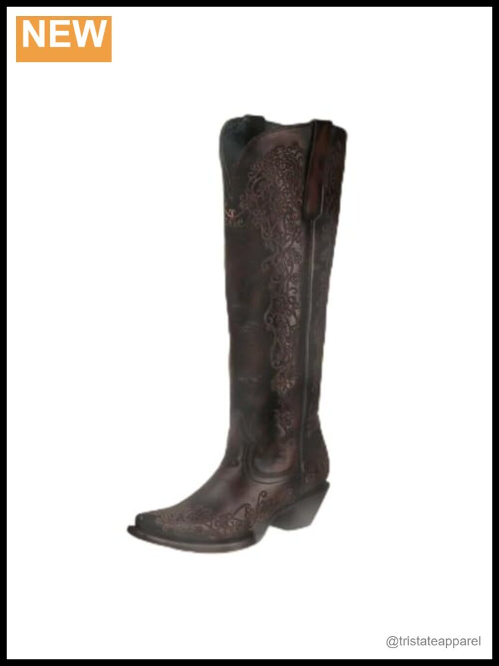 Women's Handcrafted Leather Western Boots with Floral Embroidery Snip Toe